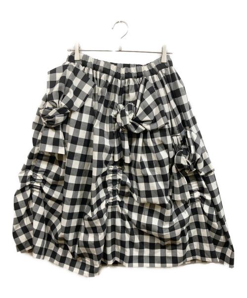 COMME des GARCONS（コムデギャルソン）COMME des GARCONS (コムデギャルソン) リボン チェック シャーリング スカート グレー サイズ:Sの古着・服飾アイテム
