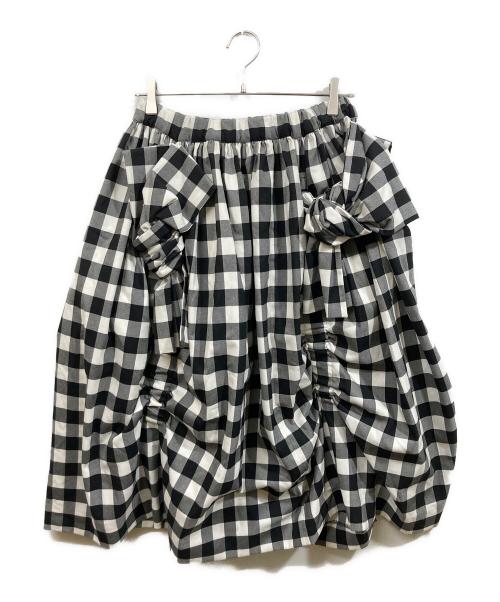 COMME des GARCONS（コムデギャルソン）COMME des GARCONS (コムデギャルソン) リボン チェック シャーリング スカート グレー サイズ:Sの古着・服飾アイテム