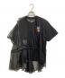 sacai (サカイ) プリーツ加工 シフォン ドッキングクルーネック Tシャツ ブラック サイズ:SIZE 2：15000円