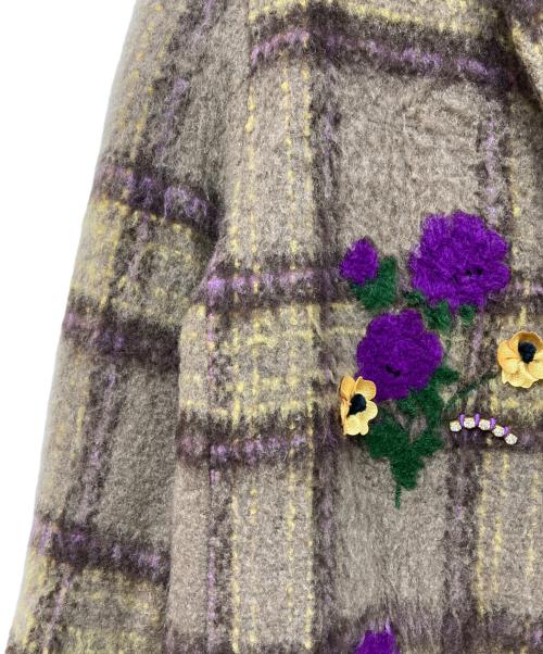 MUVEIL（ミュベール）MUVEIL (ミュベール) フラワー刺繍ロングコート ベージュ サイズ:38の古着・服飾アイテム