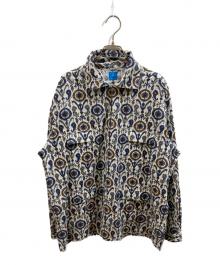PERIOD FEATURES（ピリオドフューチャーズ）の古着「Machine cut work Digital Print Long shirts」｜Blue