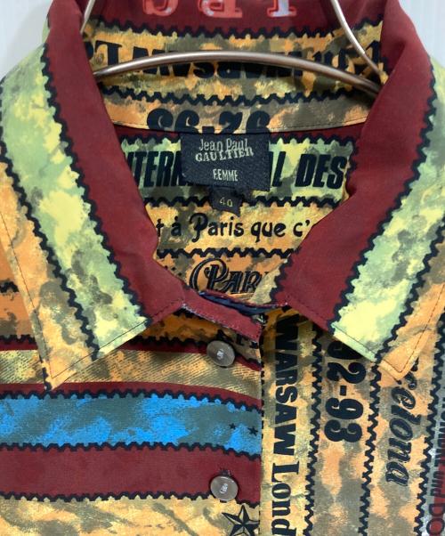 Jean Paul Gaultier FEMME（ジャンポールゴルチエ フェム）Jean Paul Gaultier FEMME (ジャンポールゴルチエ フェム) ストライプロゴシャツ イエロー サイズ:SIZE 40の古着・服飾アイテム