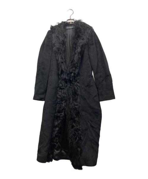 DOLCE & GABBANA（ドルチェ＆ガッバーナ）DOLCE & GABBANA (ドルチェ＆ガッバーナ) ファー付きアルパカウールコート ブラック サイズ:40の古着・服飾アイテム