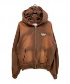 YOUNGER SONGヤンガーソング）の古着「over dye universal logo zip hoodie」｜ブラウン