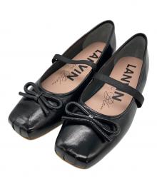 LANVIN en Bleu（ランバンオンブルー）の古着「レザーリボンバレエシューズ」｜ブラック