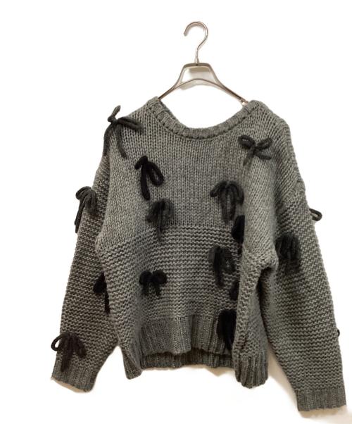 MAISON SPECIAL（メゾンスペシャル）MAISON SPECIAL (メゾンスペシャル) Random Ribbon Knit Tops グレー サイズ:	SIZE Freeの古着・服飾アイテム
