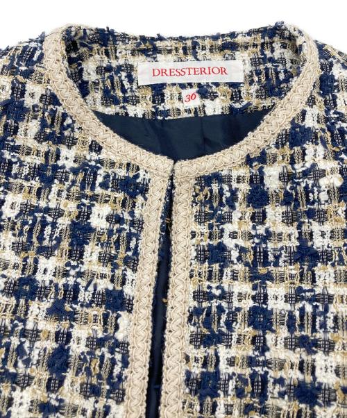 DRESSTERIOR（ドレステリア）DRESSTERIOR (ドレステリア) ツイードジャケット ネイビー サイズ:36の古着・服飾アイテム