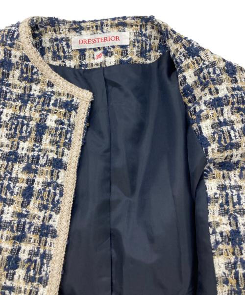 DRESSTERIOR（ドレステリア）DRESSTERIOR (ドレステリア) ツイードジャケット ネイビー サイズ:36の古着・服飾アイテム