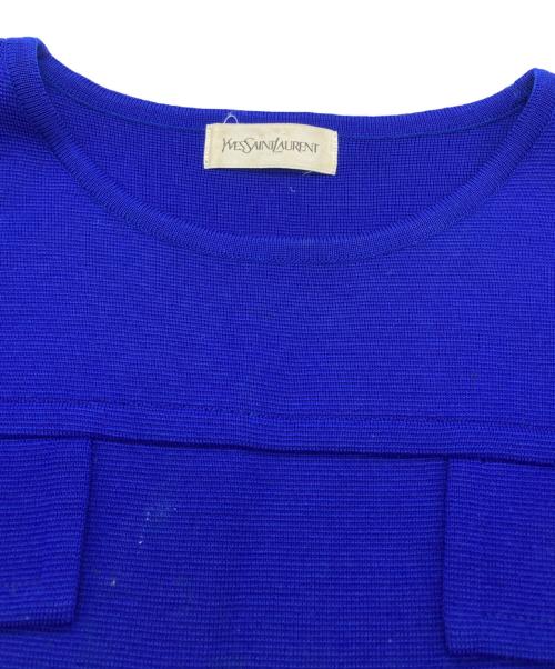 Yves Saint Laurent（イヴサンローラン）Yves Saint Laurent (イヴサンローラン) ニットワンピース ブルー サイズ:SIZE Lの古着・服飾アイテム