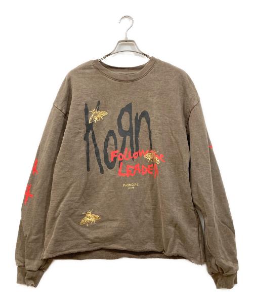PRINCIPE PRIVE（プリンチペプリヴェ）PRINCIPE PRIVE (プリンチペプリヴェ) KORN プリントスウェット ブラウン サイズ:XLの古着・服飾アイテム