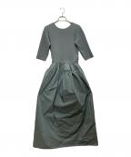 ）の古着「knit×tafta combination dress」｜スカイブルー