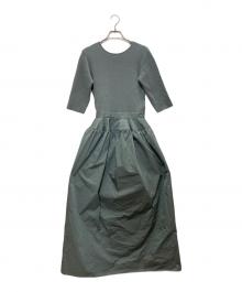DRESSLAVE（ドレスレイブ）の古着「knit×tafta combination dress」｜スカイブルー