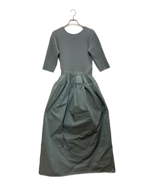DRESSLAVE（ドレスレイブ）DRESSLAVE (ドレスレイブ) knit×tafta combination dress スカイブルー サイズ:38の古着・服飾アイテム