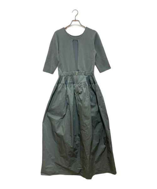 DRESSLAVE（ドレスレイブ）DRESSLAVE (ドレスレイブ) knit×tafta combination dress スカイブルー サイズ:38の古着・服飾アイテム