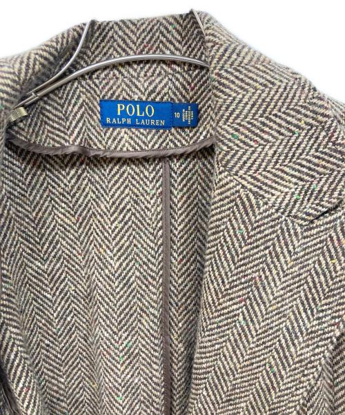 POLO RALPH LAUREN（ポロ・ラルフローレン）POLO RALPH LAUREN (ポロ・ラルフローレン) ヘリンボーンガウンコート ブラウン サイズ:SIZE 10の古着・服飾アイテム