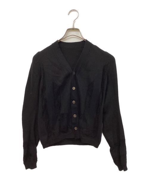 COMME des GARCONS（コムデギャルソン）COMME des GARCONS (コムデギャルソン) パイル切替ニットカーディガン ブラック サイズ:不明（実寸をご確認ください）の古着・服飾アイテム