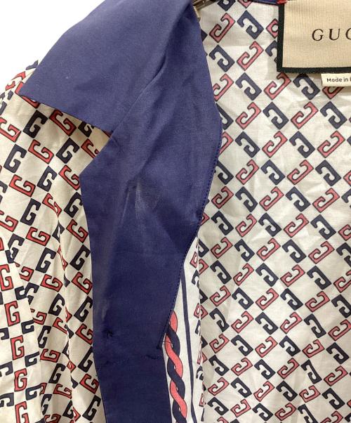 GUCCI（グッチ）GUCCI (グッチ) ジオメトリックGプリント半袖ボーリングシャツ ネイビー サイズ:44の古着・服飾アイテム