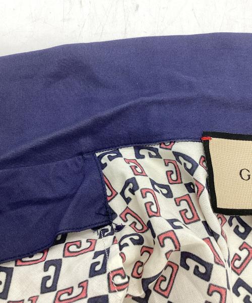 GUCCI（グッチ）GUCCI (グッチ) ジオメトリックGプリント半袖ボーリングシャツ ネイビー サイズ:44の古着・服飾アイテム
