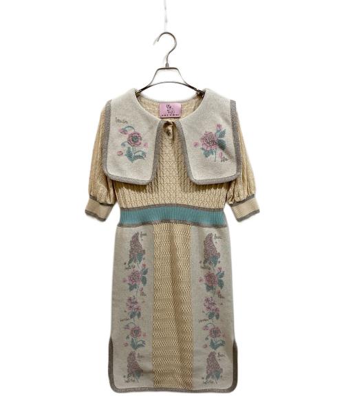 rurumu:（ルルムウ）rurumu: (ルルムウ) セーラーカラーニットワンピース ベージュ サイズ:記載なしの古着・服飾アイテム