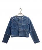 GRACE CONTINENTAL（グレースコンチネンタル）の古着「ノーカラーデニムジャケット」｜インディゴ