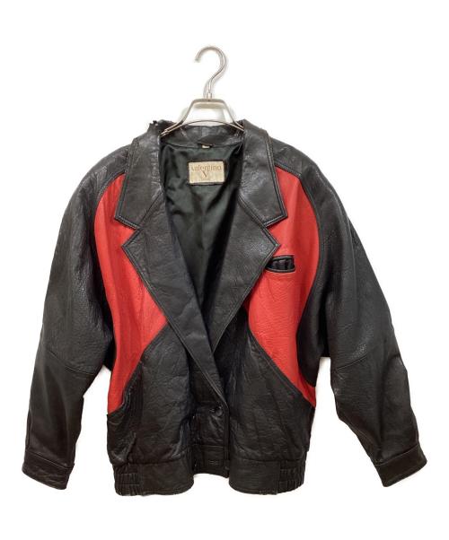 VALENTINO UOMO（ヴァレンティノ ウモ）VALENTINO UOMO (ヴァレンティノ ウモ) レザーブルゾン レッド×ブラック サイズ:	SIZE 44の古着・服飾アイテム