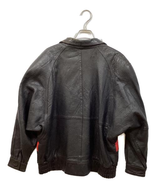 VALENTINO UOMO（ヴァレンティノ ウモ）VALENTINO UOMO (ヴァレンティノ ウモ) レザーブルゾン レッド×ブラック サイズ:	SIZE 44の古着・服飾アイテム