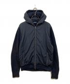HERNOヘルノ）の古着「CARDIGAN IN WAFFLE KNIT & NYLON/WAFFLE KNIT」｜ネイビー
