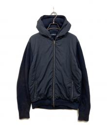 HERNO（ヘルノ）の古着「CARDIGAN IN WAFFLE KNIT & NYLON/WAFFLE KNIT」｜ネイビー