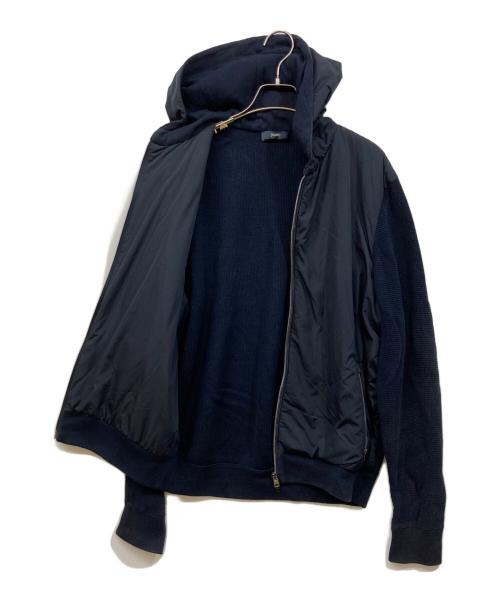 HERNO（ヘルノ）HERNO (ヘルノ) CARDIGAN IN WAFFLE KNIT & NYLON/WAFFLE KNIT ネイビー サイズ:SIZE 50の古着・服飾アイテム