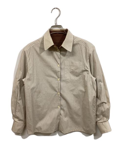 Jean Paul Gaultier FEMME（ジャンポールゴルチエ フェム）Jean Paul Gaultier FEMME (ジャンポールゴルチエ フェム) ダブルフェイスストライプシャツ ベージュ サイズ:40の古着・服飾アイテム