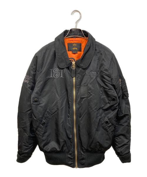 stussy（ステューシー）stussy (ステューシー) ALPHA INDUSTRIES (アルファインダストリーズ) B-15 Worldwide Jacket ブラック サイズ:Mの古着・服飾アイテム