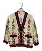 GUCCIグッチ）の古着「花柄シルクカーディガン」｜ベージュ