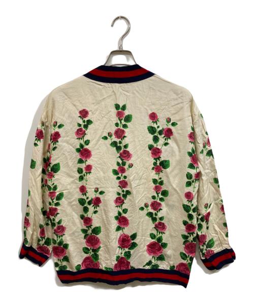 GUCCI（グッチ）GUCCI (グッチ) 花柄シルクカーディガン ベージュ サイズ:SIZE 36の古着・服飾アイテム