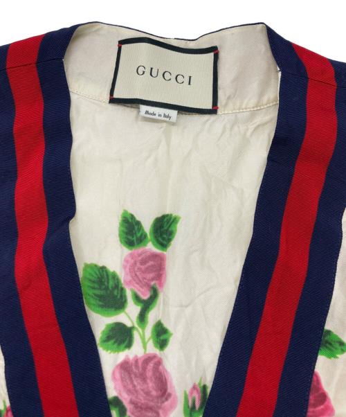 GUCCI（グッチ）GUCCI (グッチ) 花柄シルクカーディガン ベージュ サイズ:SIZE 36の古着・服飾アイテム