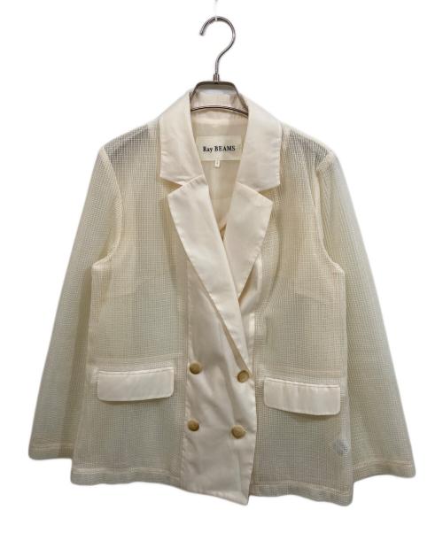 RAY BEAMS（レイ ビームス）RAY BEAMS (レイ ビームス) メッシュ 4ボタン ダブル ジャケット アイボリー サイズ:	SIZE 1の古着・服飾アイテム