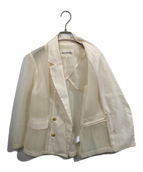 RAY BEAMS（レイ ビームス）RAY BEAMS (レイ ビームス) メッシュ 4ボタン ダブル ジャケット アイボリー サイズ:	SIZE 1の古着・服飾アイテム