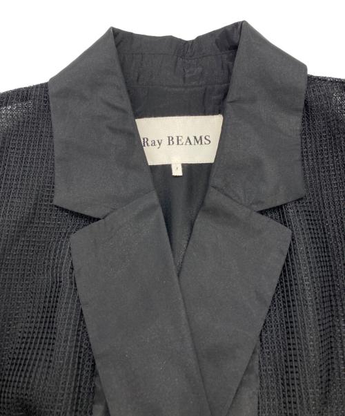 RAY BEAMS（レイ ビームス）RAY BEAMS (レイ ビームス) メッシュ 4ボタン ダブル ジャケット ブラック サイズ:	SIZE 1の古着・服飾アイテム