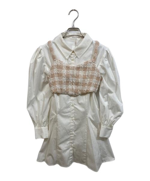 darich（ダーリッチ）darich (ダーリッチ) ツイードコルセットシャツワンピース ホワイト サイズ:Freeの古着・服飾アイテム