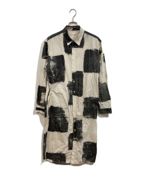 KHOKI（コッキ）khoki (コッキ) ロングシャツ ホワイト×ブラック サイズ:	SIZE 1の古着・服飾アイテム