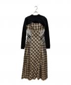 ANDMARYアンドマリー）の古着「Nadia check long dress」｜ブラック
