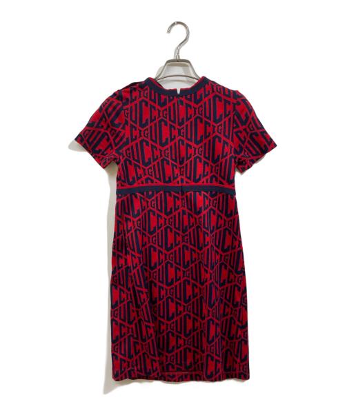 GUCCI（グッチ）GUCCI (グッチ) GGパール コットン ドレス ワンピース レッド サイズ:SIZE 12の古着・服飾アイテム