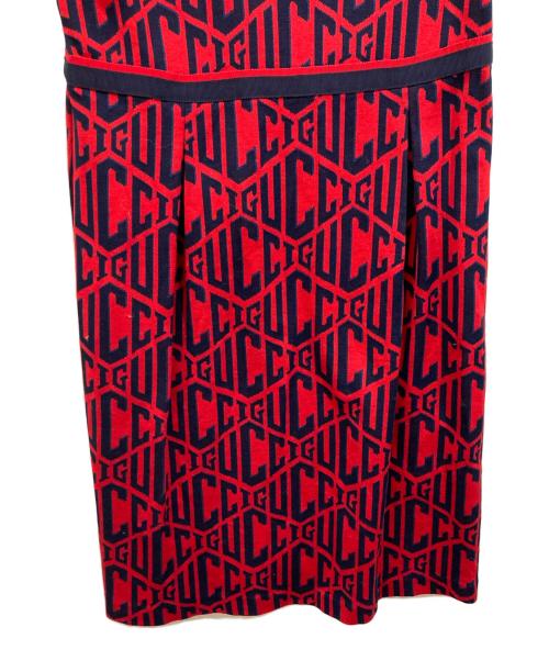 GUCCI（グッチ）GUCCI (グッチ) GGパール コットン ドレス ワンピース レッド サイズ:SIZE 12の古着・服飾アイテム