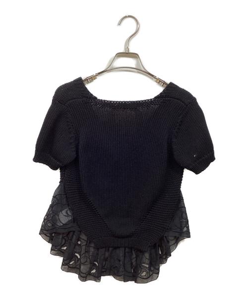 N°21（ヌメロヴェントゥーノ）N°21 (ヌメロヴェントゥーノ) 切替半袖ニット ブラック サイズ:SIZE 38の古着・服飾アイテム