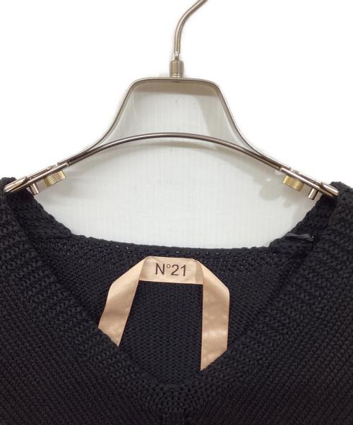 N°21（ヌメロヴェントゥーノ）N°21 (ヌメロヴェントゥーノ) 切替半袖ニット ブラック サイズ:SIZE 38の古着・服飾アイテム