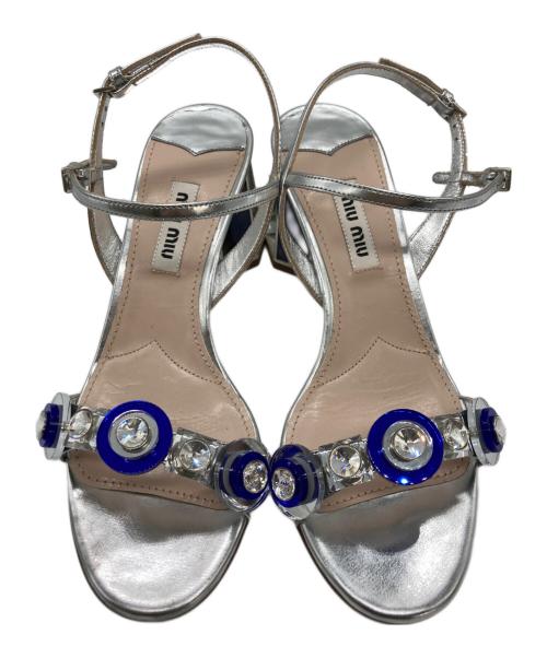 MIU MIU（ミュウミュウ）MIU MIU (ミュウミュウ) ストラップサンダル シルバー サイズ:	SIZE 34の古着・服飾アイテム