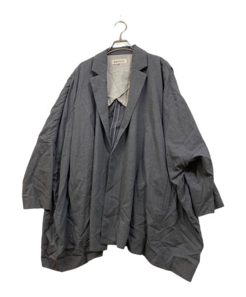 ENFOLD（エンフォルド）ENFOLD (エンフォルド) 七分丈 ボタンレスジャケット グレー サイズ:３８の古着・服飾アイテム