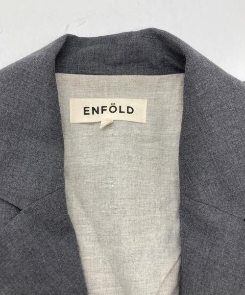 ENFOLD（エンフォルド）ENFOLD (エンフォルド) 七分丈 ボタンレスジャケット グレー サイズ:３８の古着・服飾アイテム