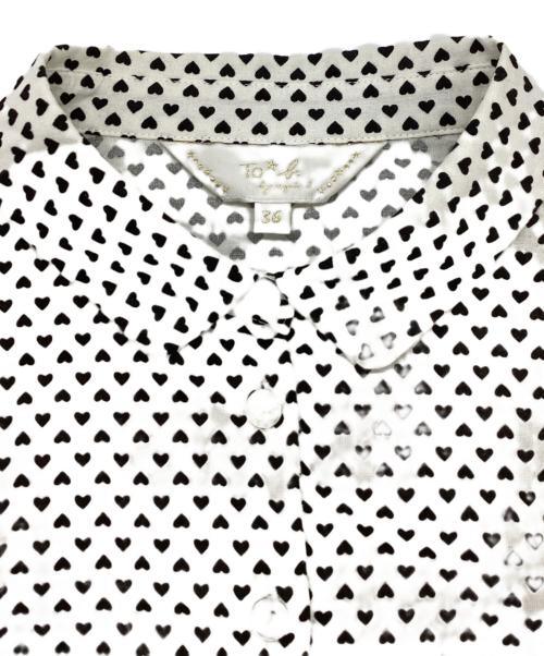 To b. by agnes b.（トゥービー バイ アニエスベー）To b. by agnes b. (トゥービー バイ アニエスベー) CHEMISE ハートプリントブラウス ホワイト サイズ:	SIZE 36の古着・服飾アイテム