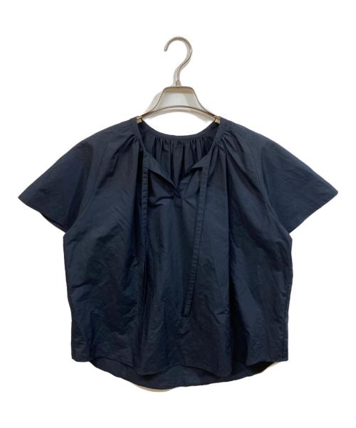 qualite（カリテ）qualite (カリテ) トリアセコットンギャザーブラウス ネイビー サイズ:SIZE Freeの古着・服飾アイテム