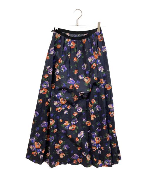 Rouge vif（ルージュヴィフ）Rouge vif (ルージュヴィフ) ドローイングフラワースカート ネイビー サイズ:SIZE 38の古着・服飾アイテム